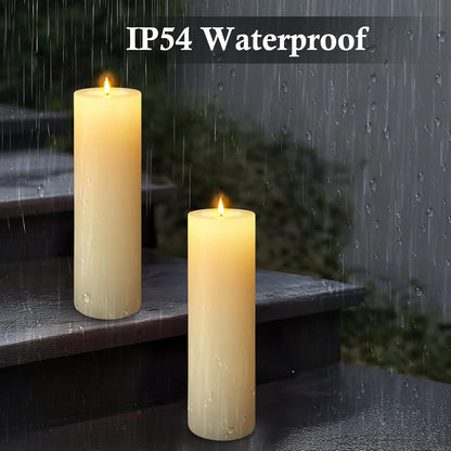 14" X 4" Large Outdoor Candles, Waterproof Flickering LED Flameless Candles with