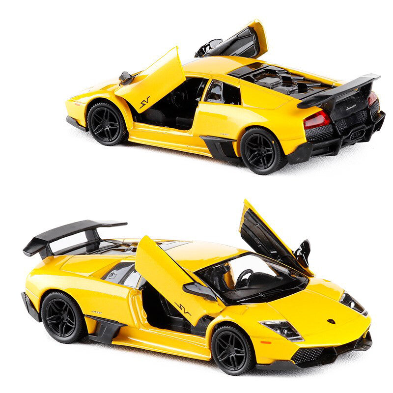 1/36 Scale Lamborghini Murcielago LP670-4 SV Model Car Diecast Toy Cars Yellow