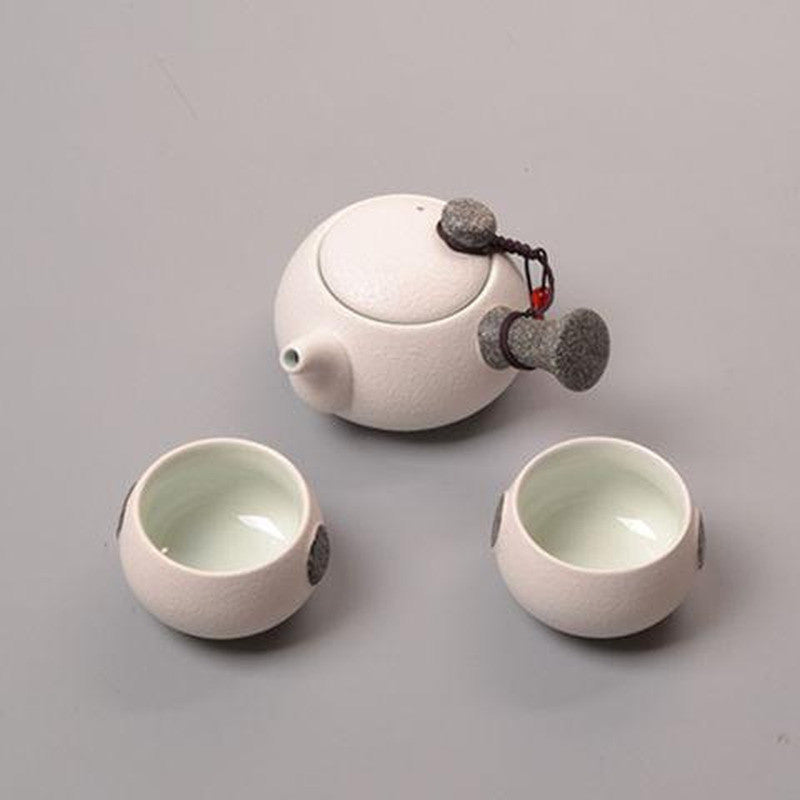 3Pcs/Set Chinese Ceramic Gongfu Tea Side Handle Teapot Travel Tea Set Teacups