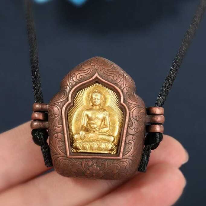 Tibetan Buddha Gau Box Pendant Nepal Amulet Locket Necklace Retro Style