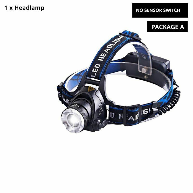 LED Headlamp Super Bright Sensor Zoomable Fishing Lamp Lighting 18650 Batteries