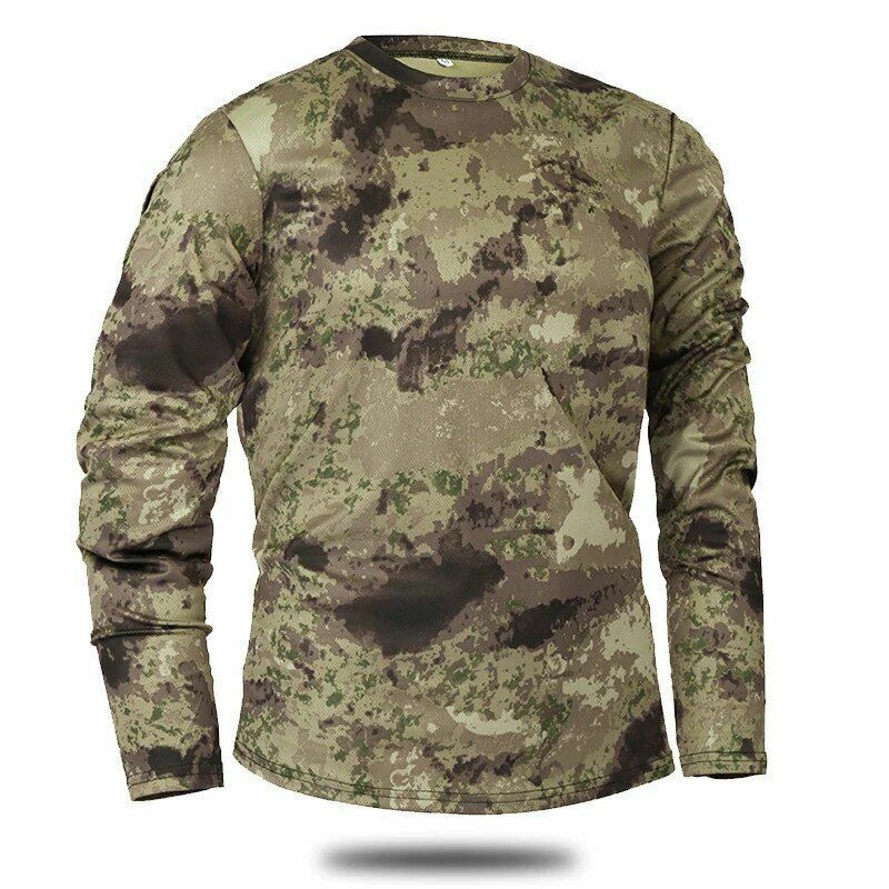 Quick-dry Camouflage Long sleeve T-shirt Outdoor Tactical Hunting Hiking Camping