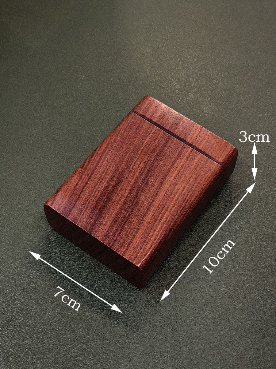 Red Sandalwood Cigarette Case 20pcs Flip Solid Wood Hollow Lighter Storage Box