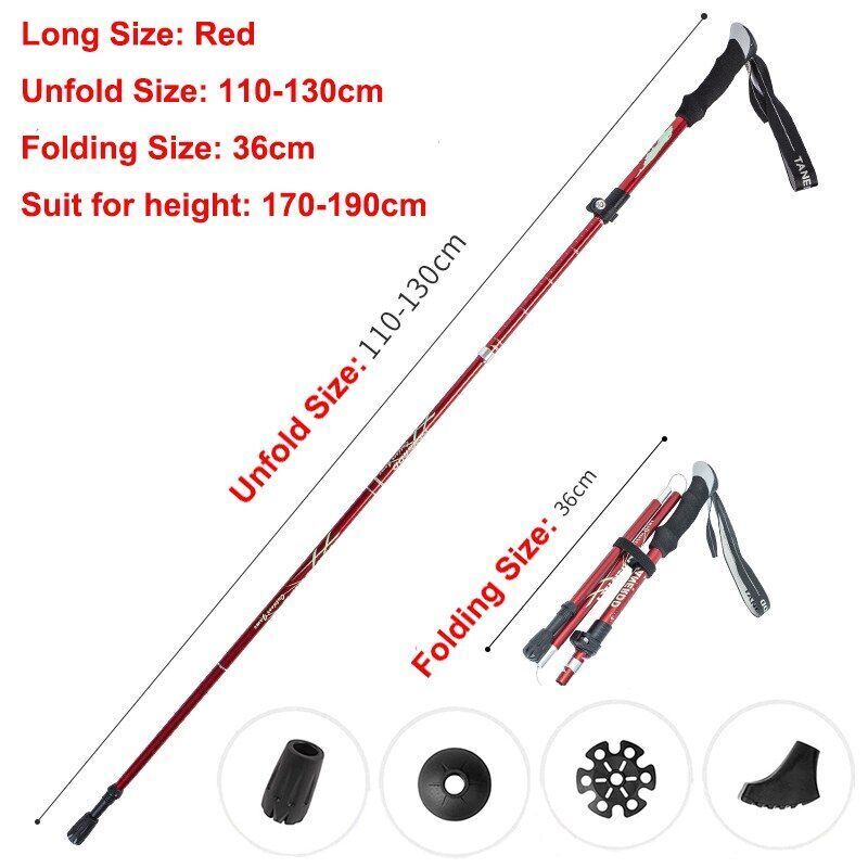5-Section Folding Trekking Poles Nordic Walking Stick Hiking Telescopic Cane 1PC