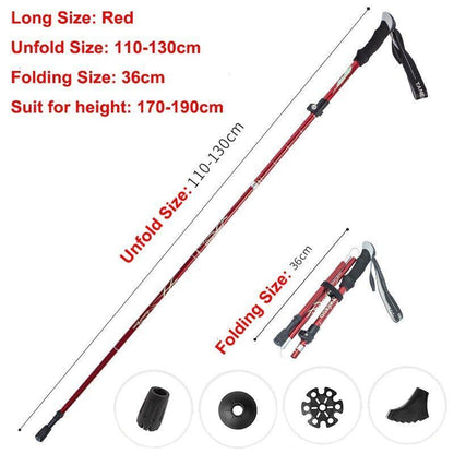 5-Section Folding Trekking Poles Nordic Walking Stick Hiking Telescopic Cane 1PC