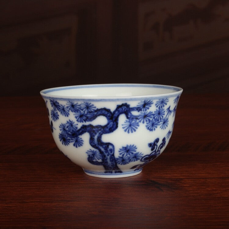 3.3" Collection Chinese Ming Blue-and-white Porcelain Ice Plum Blossom Cup