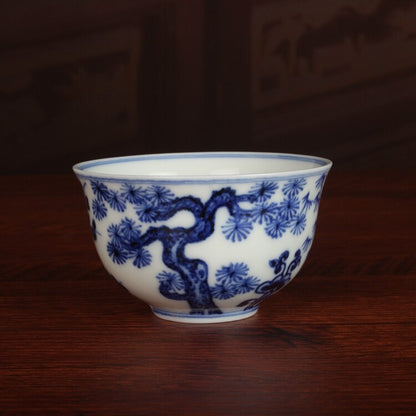 3.3" Collection Chinese Ming Blue-and-white Porcelain Ice Plum Blossom Cup