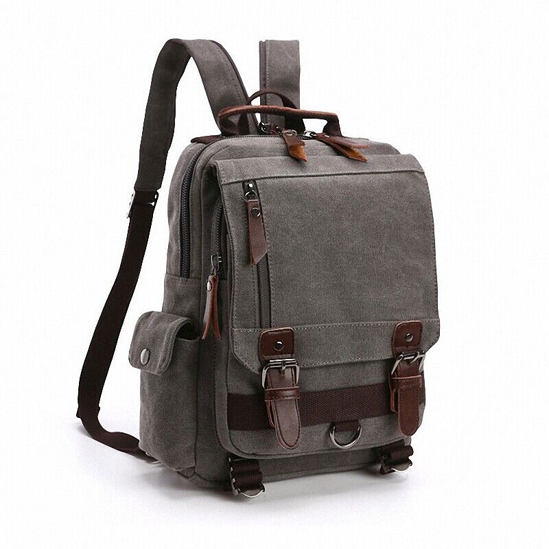 Unisex Canvas Convertible Small Backpack Rucksack Chest Pack Sling Bag Traavel