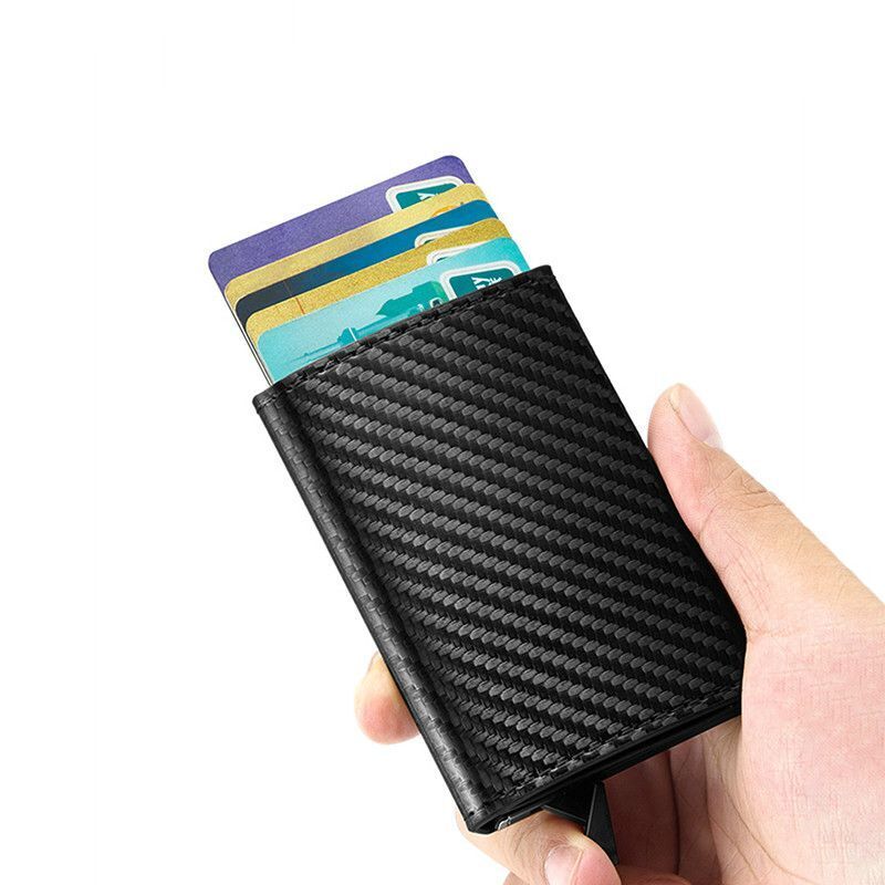 Anti Rfid Magnet Men Wallets Carbon Fiber Card Holder Money Bag Black Wallet 1PC