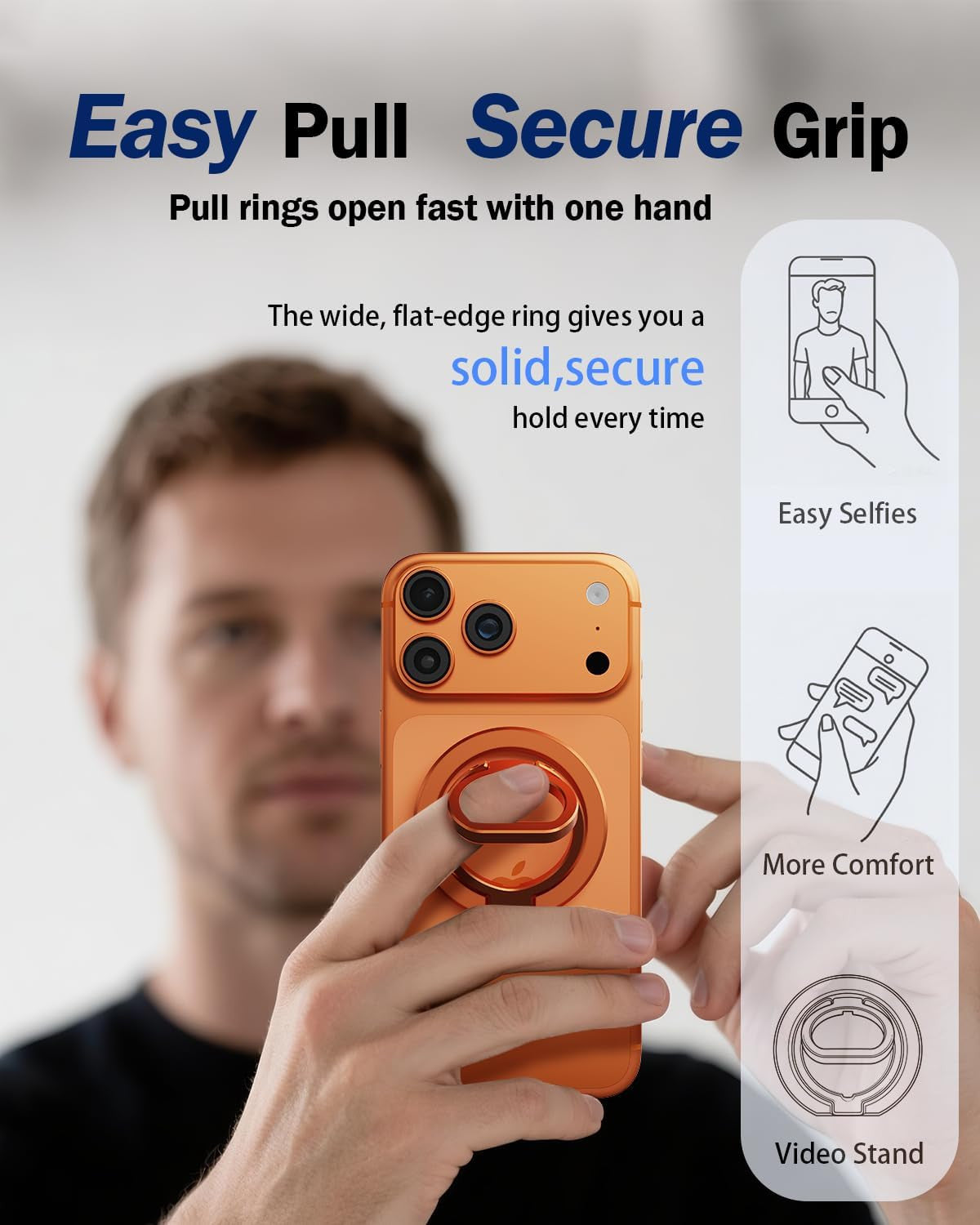 Phone Grip for Magsafe,360°& 180°Rotation Magnetic Phone Ring Holder with Kickst