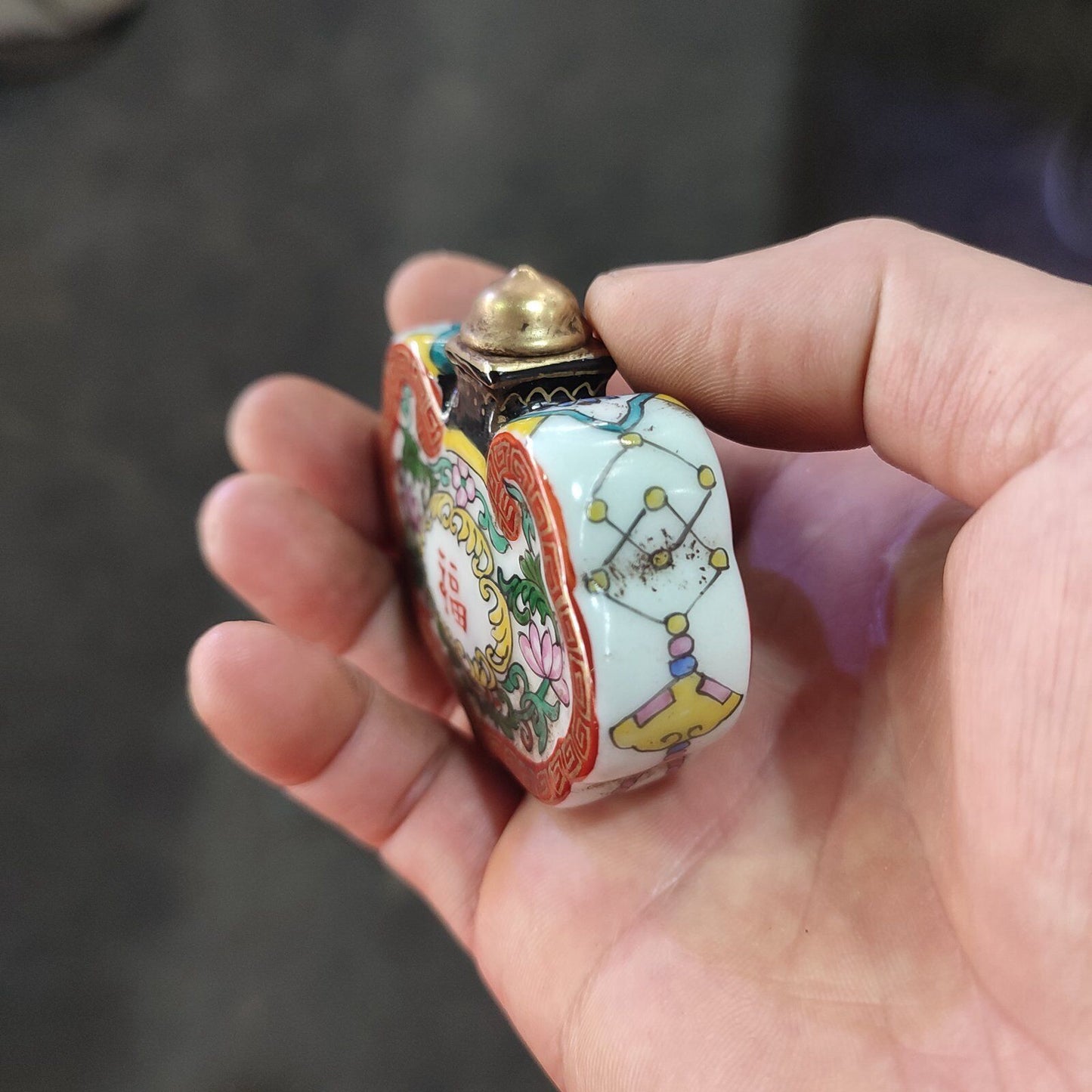 Beijing Chinese Porcelain Snuff Bottle Ceramics Famille Rose Fu Zi Painting Rare