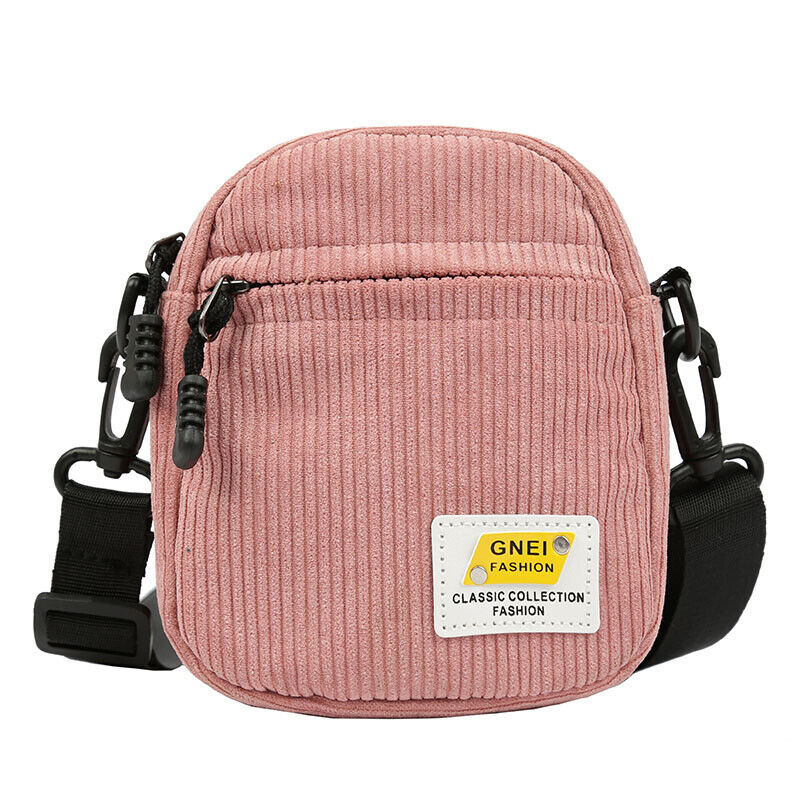 Women Canvas Shoulder Bag Corduroy Cloth Bag crossbody Bags Zipper Purse Girl