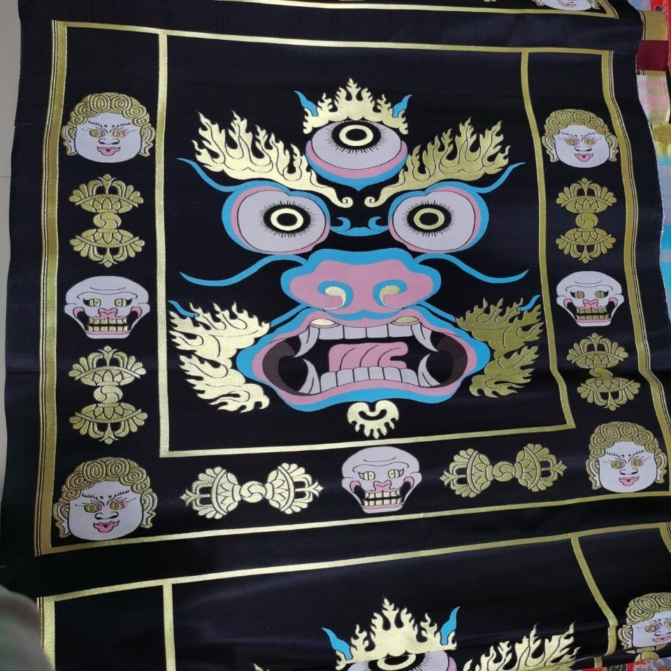 27" BROCADE WRATHFUL PROTECTOR MAHAKALA TIBETAN BUDDHIST ALTAR SHRINE CLOTH