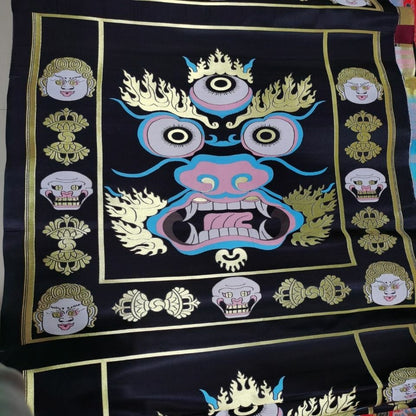 27" BROCADE WRATHFUL PROTECTOR MAHAKALA TIBETAN BUDDHIST ALTAR SHRINE CLOTH