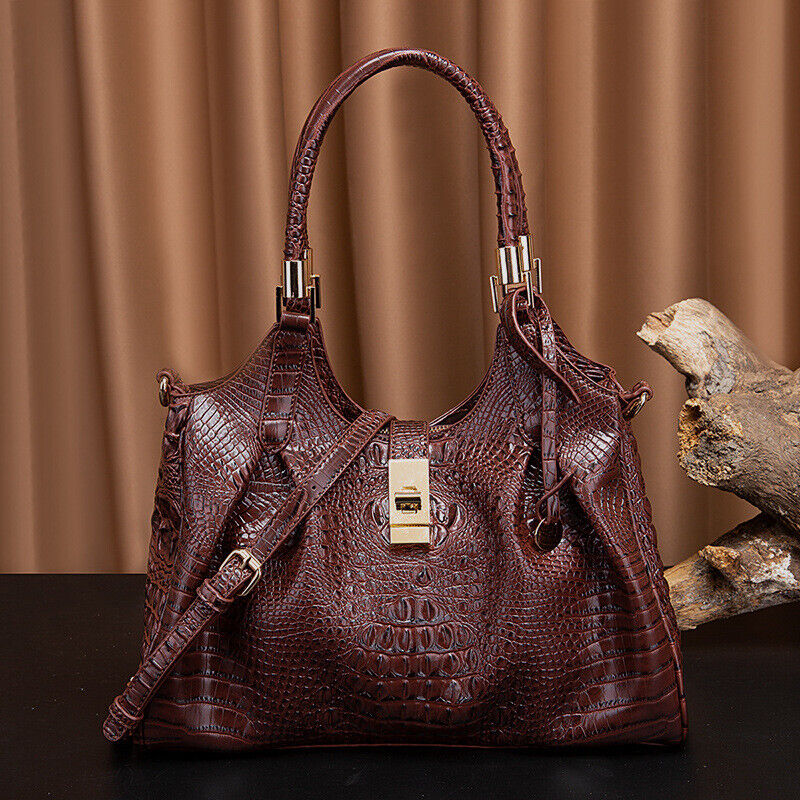 Women Patent Leather Crocodile Handbag Sling Satchel Tote Shoulder Bag Party Bag