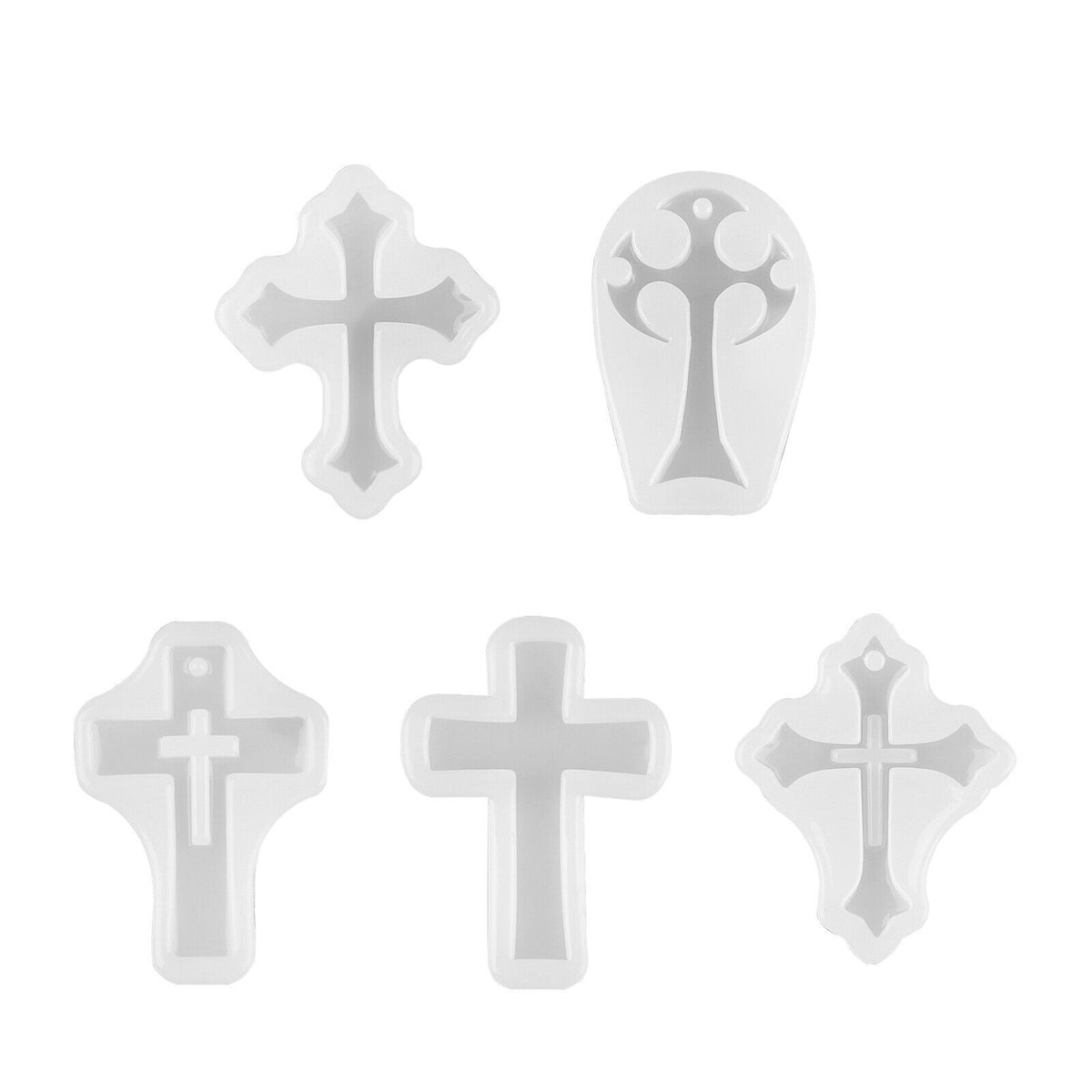 5 IN 1 DIY Silicone Cross Resin Mold Jewelry Epoxy Making Casting Moulding Tool