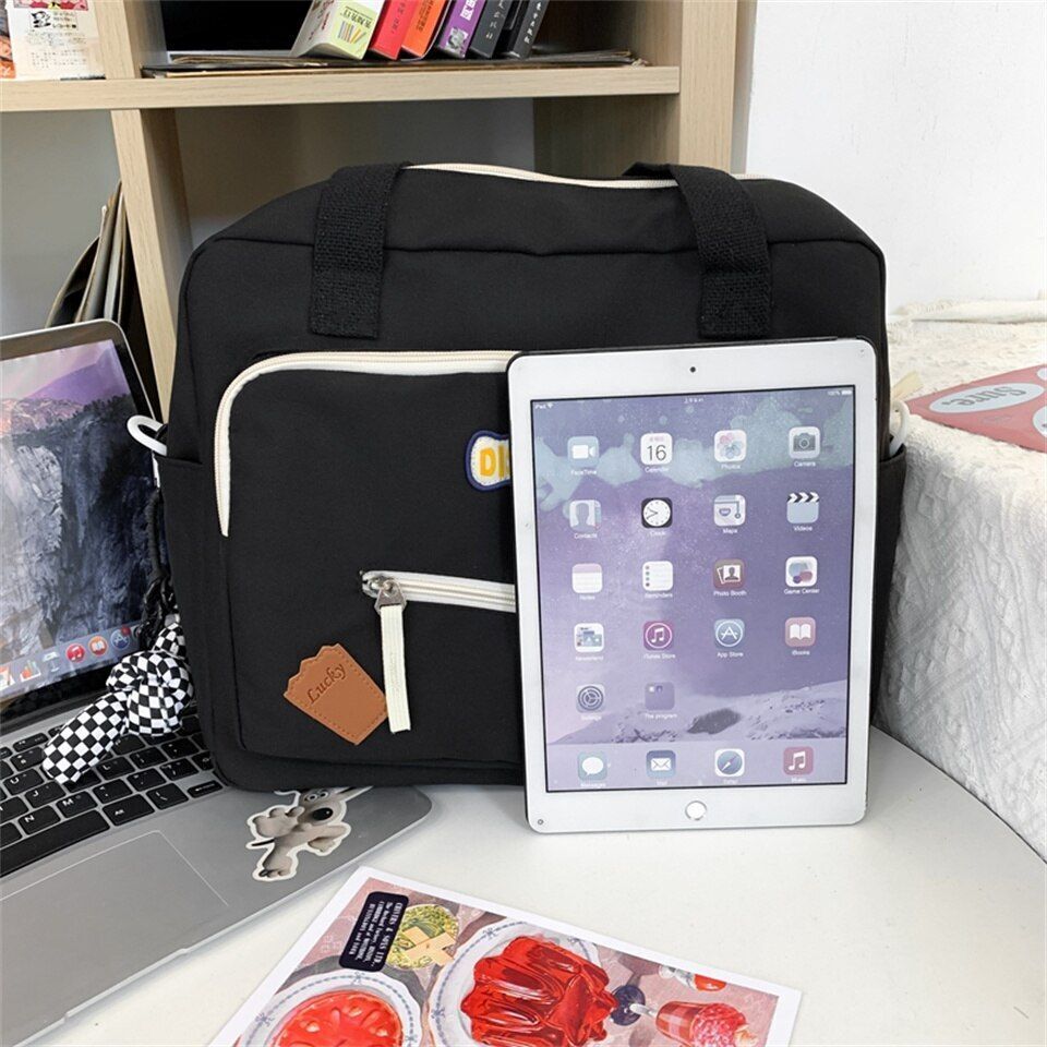 Cute Backpack Student Bag Badge Multifunctional Waterproof Nylon 35*28*12 CM 1PC