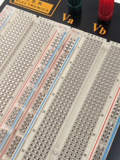 Solderless Clear Breadboard 1,660 Tie Points, 3 Binding Posts, Metal Backplate
