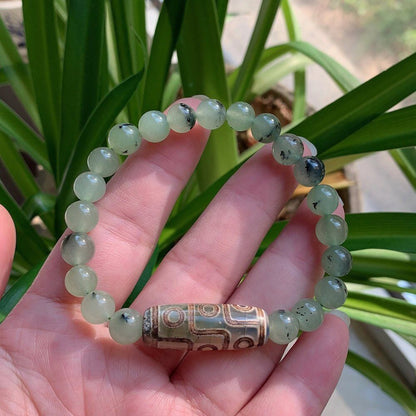 Women Bracelets Tibetan Dzi Agates Fashion Healing Beaded Charms Green Prehnites