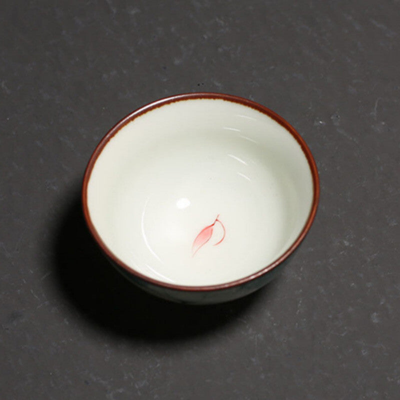Ceramic Teacup Cup Hand Painted Lotus Tea Bowl Master Cup Handmade Tea Set