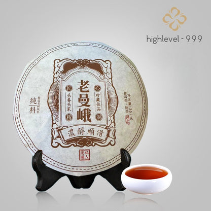 357g Ripe Pu'er Tea Cake Laomane Menghai Bulangshan Ancient Tree Compressed Tea