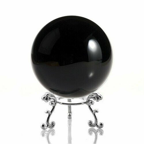 Crystal Ball Sphere for Feng Shui, Meditation, Decor, with Silver Flower Stand
