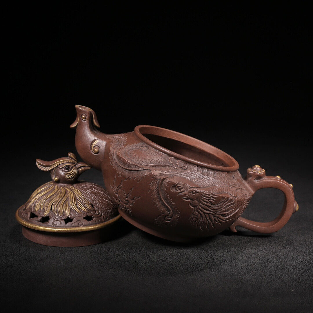 Chinese Yixing Zisha Clay Handmade Exquisite Teapot（凤舞九天 底款：朱可心）