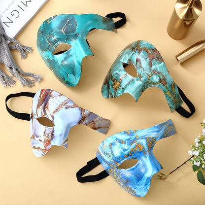Marble & Galaxy Print Half Face Masquerade Mask for Halloween Party