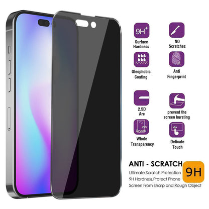 For iPhone 14 Pro/Pro Max/Plus Privacy Tempered Glass Anti-Spy Screen Protector