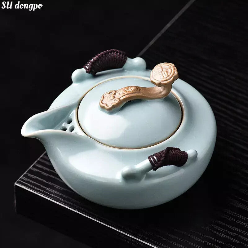 Simple Ru Kiln Hand Grab Pot Large Ceramic Tea Making Pot Household Kung Fu