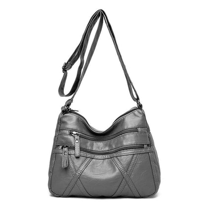 Women's Soft Leather Shoulder Bags Multi-Layer Crossbody Bag Handbag