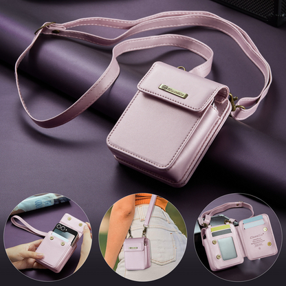 For Samsung Galaxy Z Flip 7 6 5 4 Case Crossbody with RFID Blocking Card Holder
