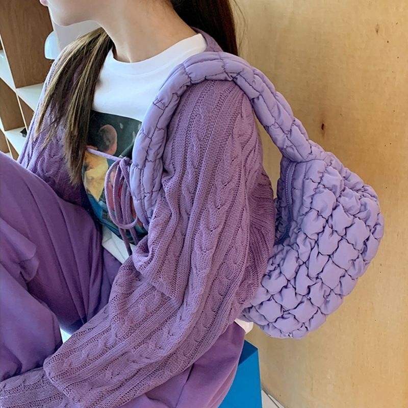 Pleated Cloud Bag Large Fashionable Down Dumpling Candy Underarm Bag 31*7*24.5CM