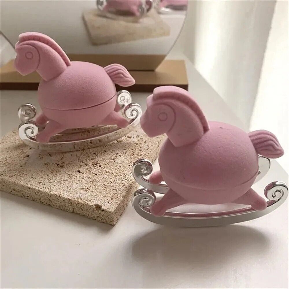 Jewelry Box Metal Ring Ear Studs Horse Shape Storage Organizer Bin 7.4x7.1x3.8cm