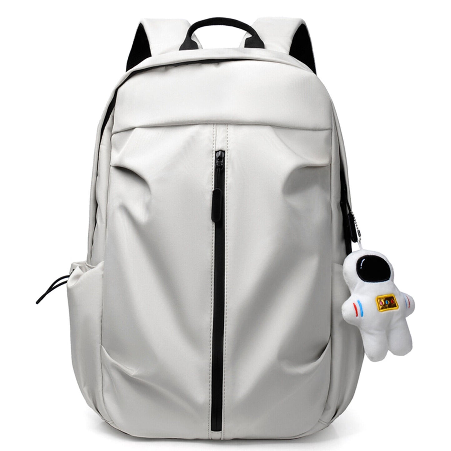 Backpack Men Laptop Backpacks Oxford Black Solid High School Bags w/ Pendant
