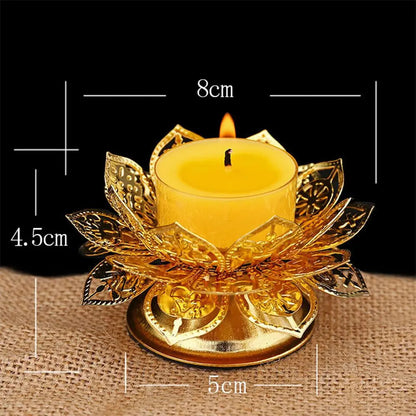 1PC Buddhism Gold Lotus Ghee Lamp Holder Butter Lamp Tea Light Holder Tibetan