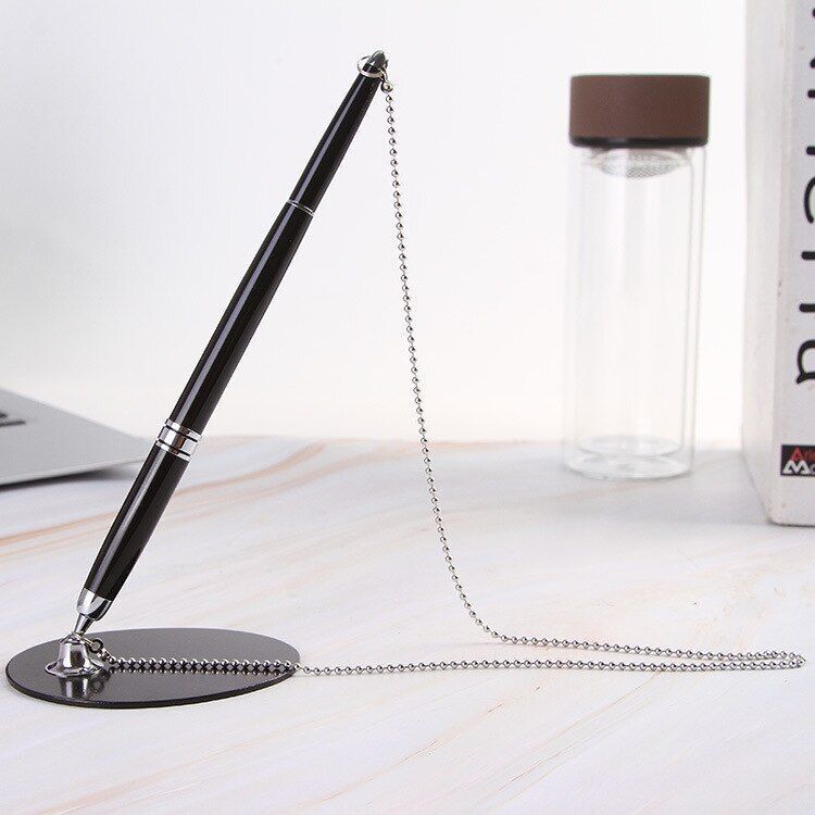 Ballpoint Pen Sticky Desk Chain Fixed Bank Counter Metal Writing Instrument 20cm