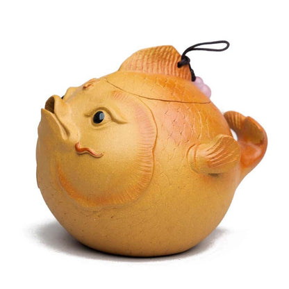 Full Handmade Tea Pot Fish Design China Yixing Zisha Duan Clay Master Pot 130ml