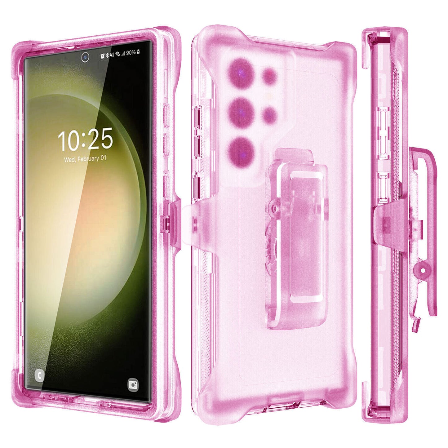 For Samsung Galaxy S23 S23+ S23 Ultra Clear Case w Clip Holster Belt Stand Cover