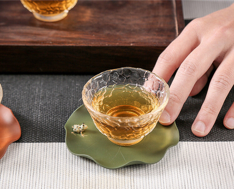 Yixing Creative Coaster Handmade Cup Saucer Purple Clay Cup Mat Frog Decorate