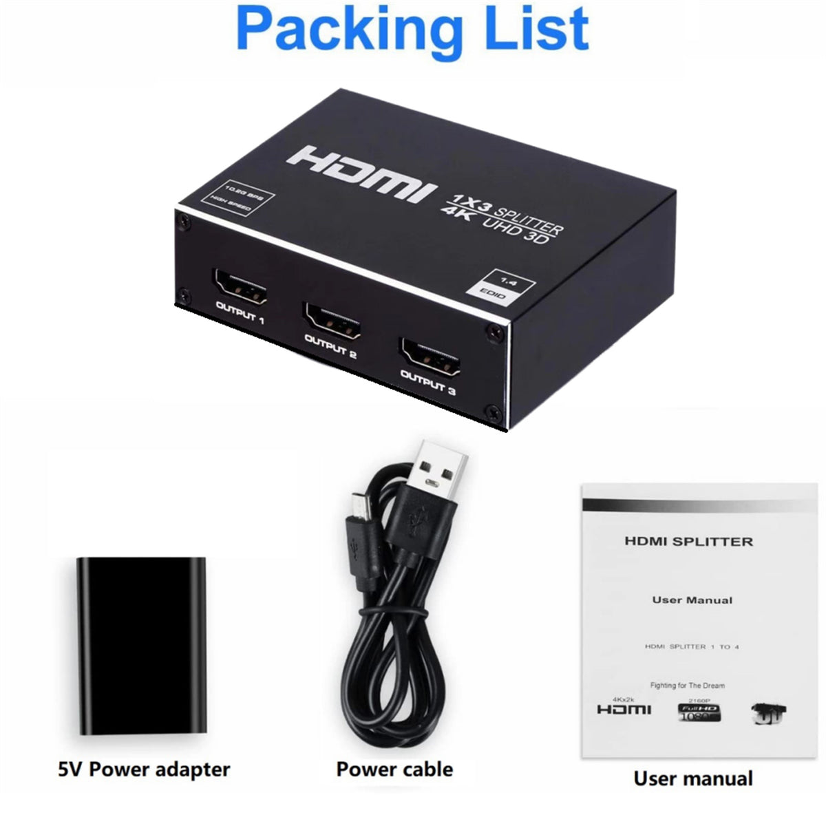 HDMI-Compatible Splitter 4K HDMI Splitter 1 In 3 Out 1x3 For HDTV Converter