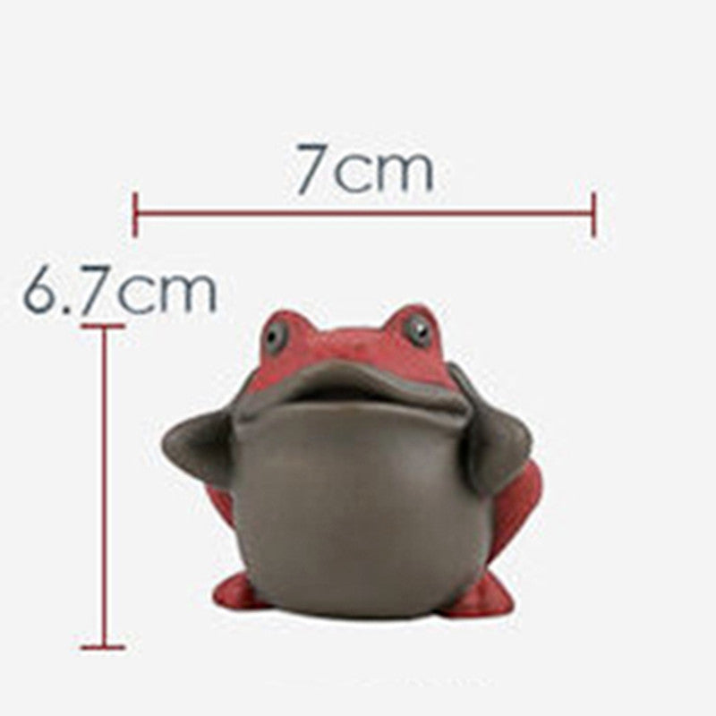 7cm Painted Pottery Frog Tea Pet Decor Purple Clay Tea Play Tea Set Accessories