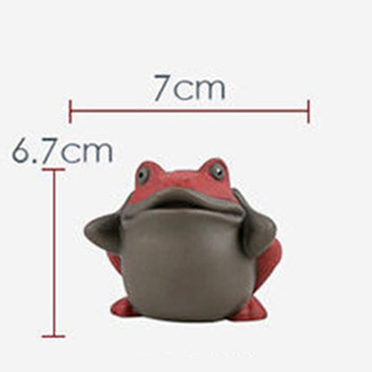 7cm Painted Pottery Frog Tea Pet Decor Purple Clay Tea Play Tea Set Accessories