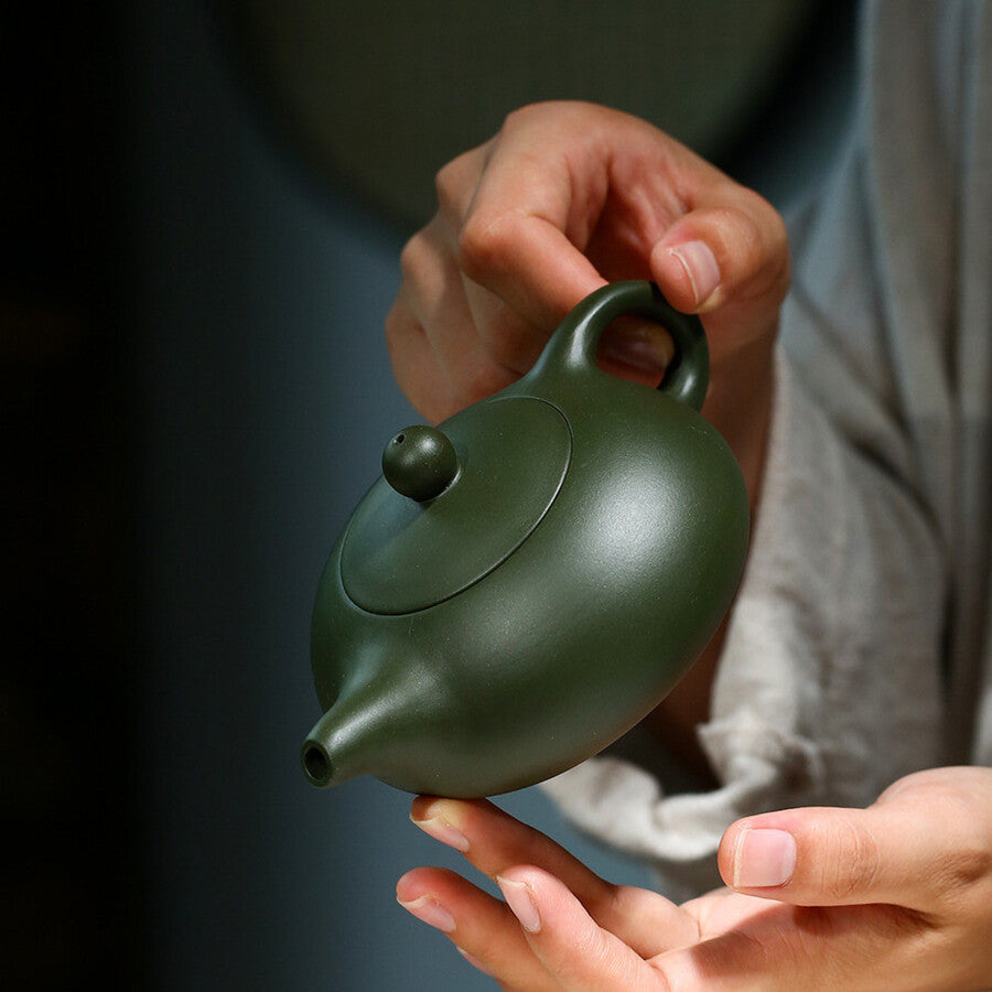 Sales Real Yixing Zisha Republic Green Clay Flat Xishi Tea Pot Marked New