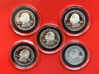 2005 S State Quarters Silver GEM Proof 5-Coins Set CA OR MN KS WV States SF Mint
