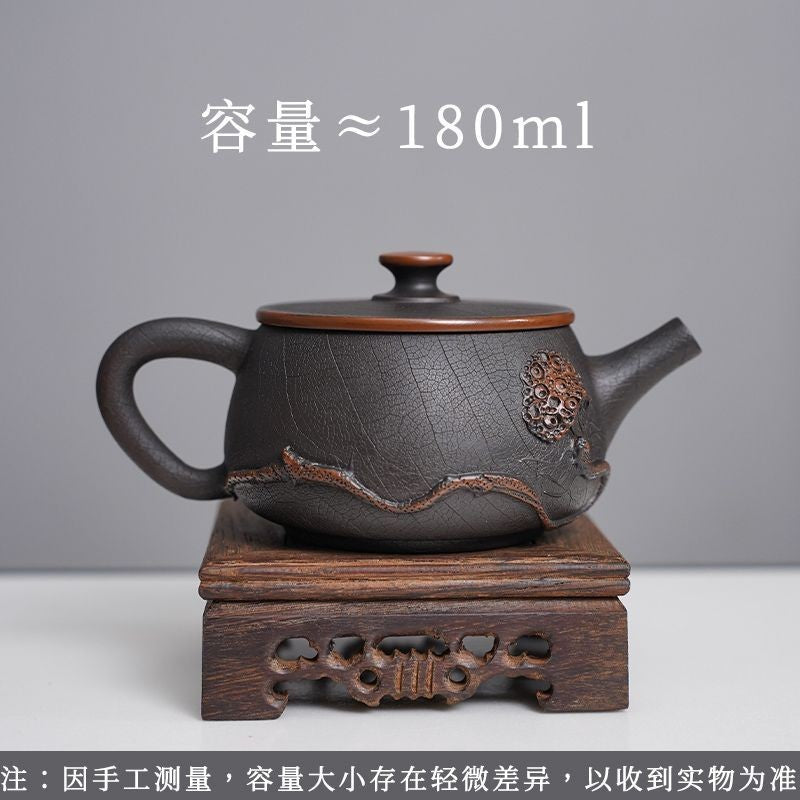 Handmade Jianshui Purple Pottery Teapot Wide Mouth Chinese Tea Kettle 180ml