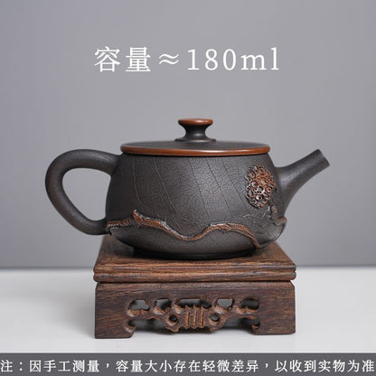 Handmade Jianshui Purple Pottery Teapot Wide Mouth Chinese Tea Kettle 180ml