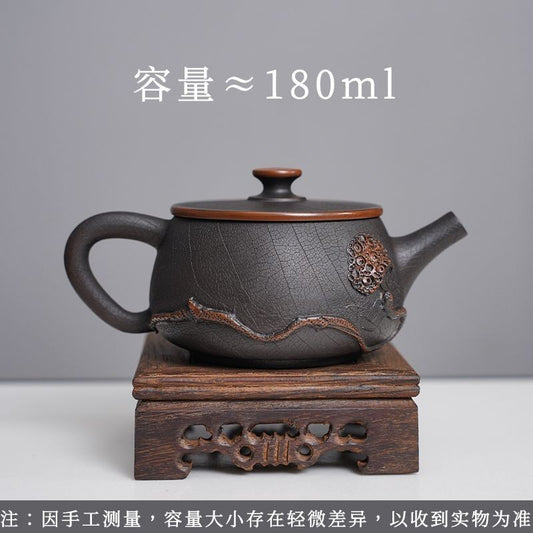 Handmade Jianshui Purple Pottery Teapot Wide Mouth Chinese Tea Kettle 180ml