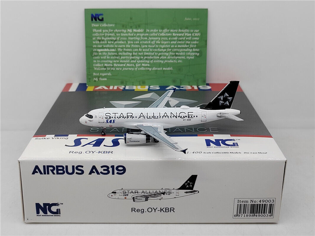 1:400 NG Model SAS STAR ALLIANCE AIRBUS A319 Passenger Airplane Diecast Model