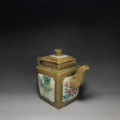 Chinese Yixing Zisha Clay Handmade Exquisite Teapot（四方梅兰竹菊 底款：李仲芳）